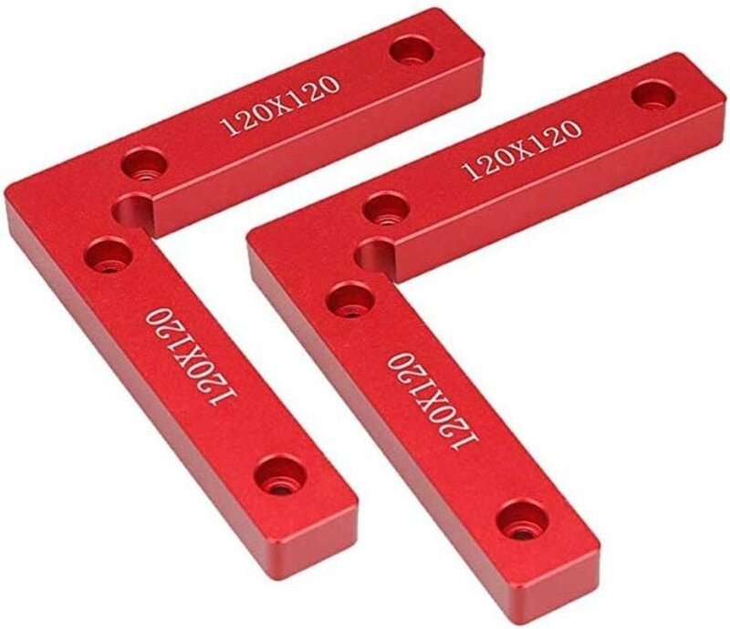 Set aus 2 90-Grad-Positionierwinkeln, 11,9 x 11,9 cm, aus Aluminiumlegierung, rechtwinkliger Spannwinkel für die Holzbea...
