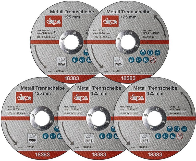 Metall Trennscheiben Set 5er 125mm 1,0 Trennscheibe Schleifscheibe Edelstahl