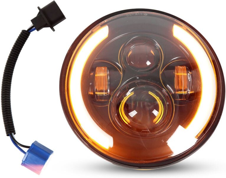 Pasamer Tagfahrlicht, 7 Zoll LED Halo-Scheinwerfer, hohe Helligkeit, IP67 wasserdicht, Anti-Blink-Funktion für Motorräde...