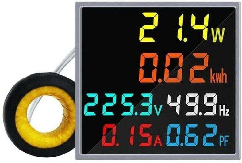 Einteiliges Mini-Wechselstrommessgerät, Voltmeter, Amperemeter, Wattmeter, Frequenztester, HD-LCD-Anzeige, Leistungsfakt...