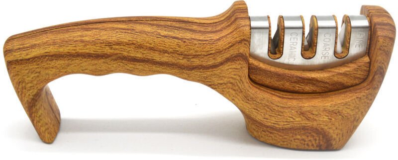 Messerschärfer, Messerschleifer Profi, 3-Stufen Knife Sharpener, Holz Messer schärfen manuelle Messerschärfer, Ideal für...