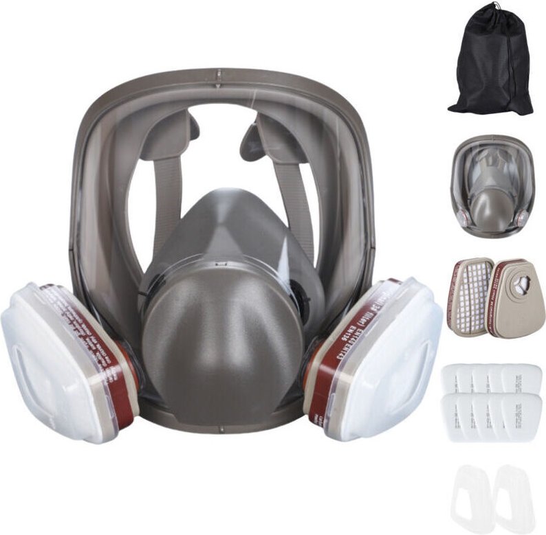 Vollgesichts-Atemschutzmaske mit Filtern, wiederverwendbare Sprühlackiermaske, ideal zum Polieren, Schweißen, Graffiti u...