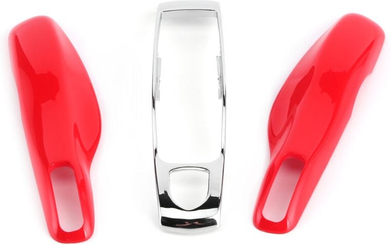 3-teilige Schutzhülle für Fernbedienungsschlüssel, passend für Porsche Macan, Cayenne und Panamera (rot/silber)