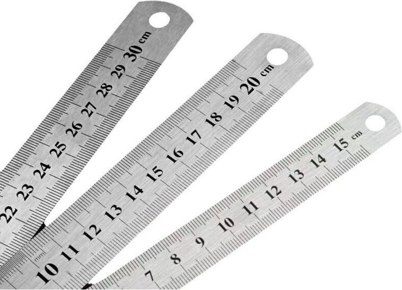 3-teiliges Lineal-Set (15 cm, 20 cm, 30 cm) – Werkzeug für Schüler und Büro (Edelstahllineal), Silber