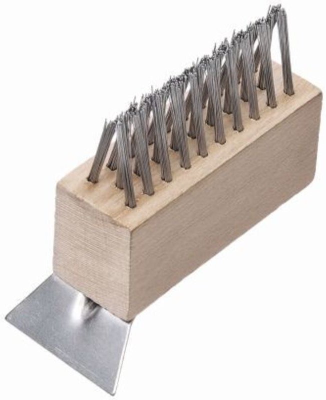 Lessmann Bürste/Unkrautbürste mit Schaber, V-färmigem Besatz zur Moosentfernung