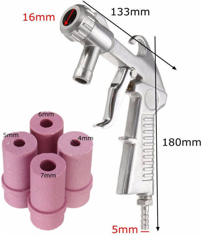 Sandstrahlpistole + 4 Keramikdüsen SBC 90-220-350 Druckluft-Sandstrahlpistole 1 Stück L&H