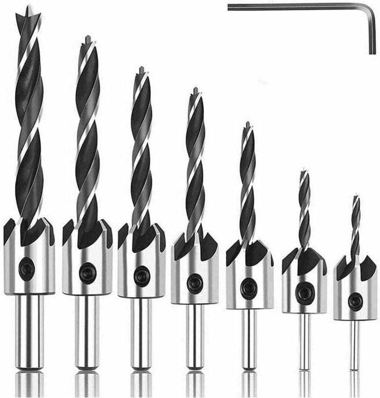 Linghhang - 8-teiliges Holzbohrer-Set, Holzbohrer mit Senker, HSS-Stahl-Senkbohrer, Hochgeschwindigkeits-Holzbohrer mit ...