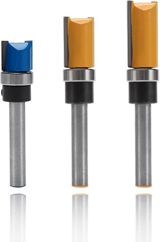 Memkey - 3-teiliger Bündigfräser mit 6,35-mm-Schaft, Fräser für Bündigfräser