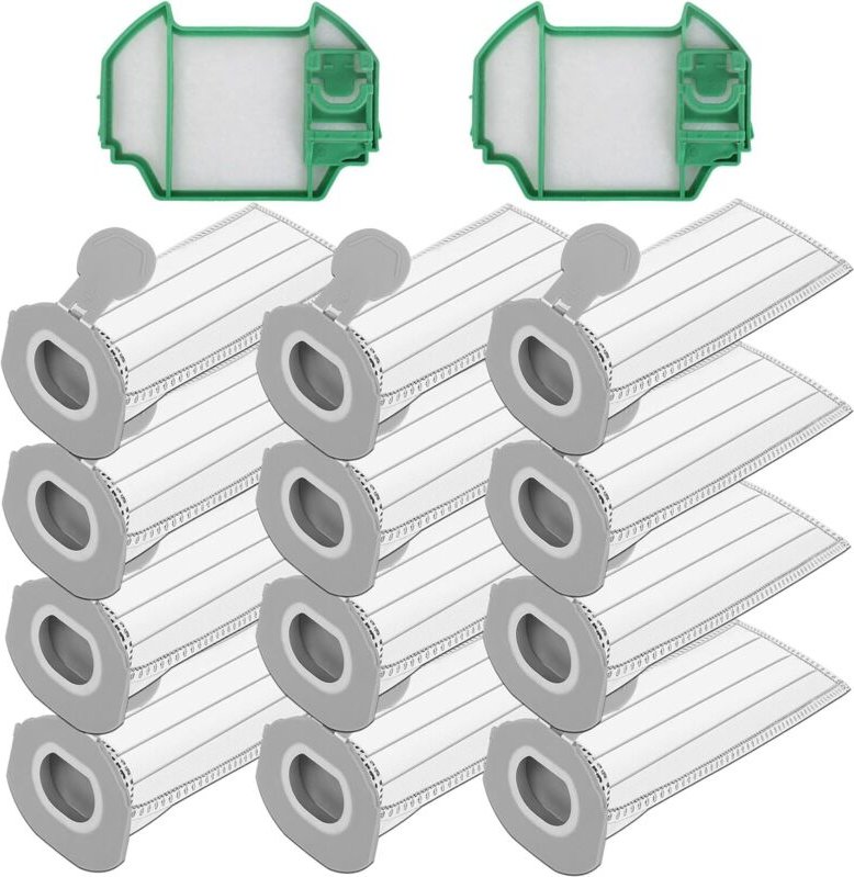 12 Stück Staubsaugerbeutel und 2 Filter für Vorwerk Kobold VK7 FP7 Premium Filtertüten Staubsauger Akku Beutel