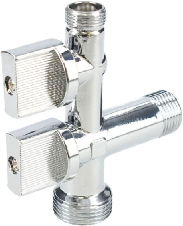 Fontastock FSKFAB103 Einzelne Winkelkonsole zur Wasserregulierung 1/2"-3/8"-3/4" mit 2 Abgängen, für WC-Spülkasten, Wasc...
