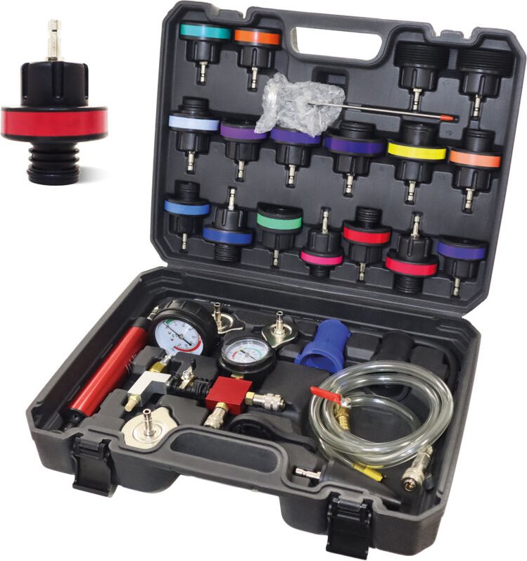 Bituxx 28tlg. Kühlsystem Abdrückgerät Entlüftungsgerät Kühlmittel Vakuum Befüllgerät Entlüften Pneumatisch KFZ PKW Werks...
