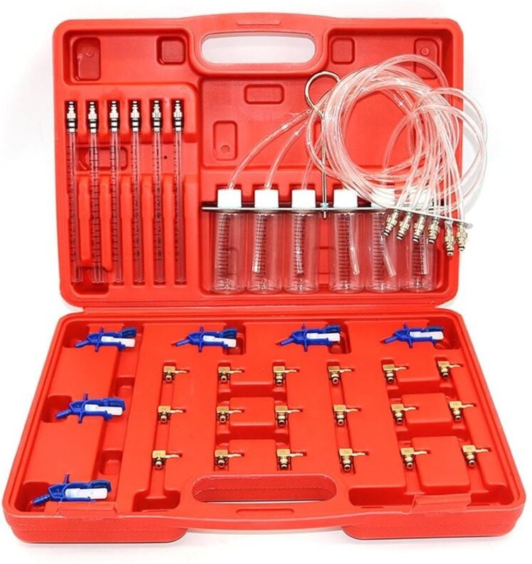 Common-Rail-Tester, 6-Zylinder-Diesel-Rücklauf-Common-Rail-Tester-Adapter, Injektor-Test-Tool-Kit mit 24 Adaptern