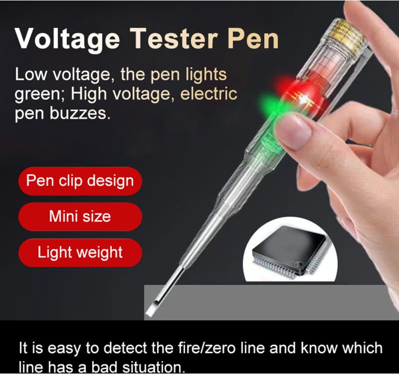 Spannungsprüfstift, kabelloses Spannungsprüfgerät, Wechselspannungsprüfstift, Selbsttestfunktion, LED-Anzeige für Brand-...