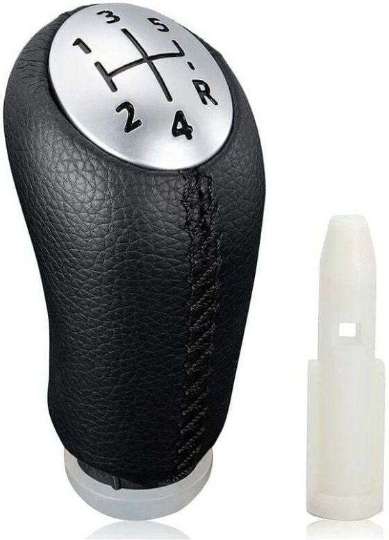 Schaltknauf für manuelle Schaltung für Renault Clio III (2005–2009) und Megane 2 Laguna (2003–2009), schwarzes Leder, mi...