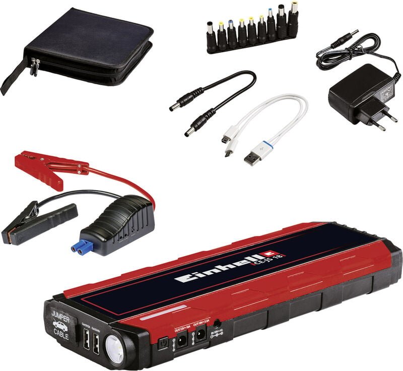 Einhell - Jump-Start - Power Bank ce-js 18/1 (12 v, Starthilfe, Energiestation, LiPo-Akku 3x6000 mAh, LED-Ladezustandsan...