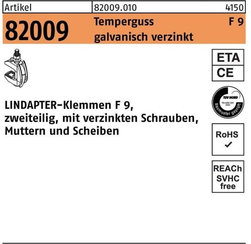 Lindapter - gt f 9 m 16 galvanisch verzinkt, komplett s