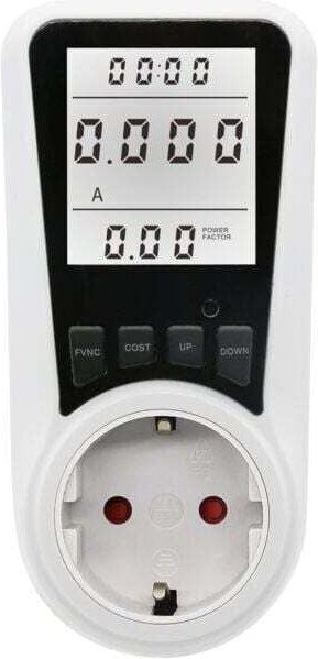 Weißer Energiezähler-Wattmeterstecker, XU, 7-Modus-Energiezählerstecker, LCD-Anzeige, max. 3680 W, weißes Licht - KZQ