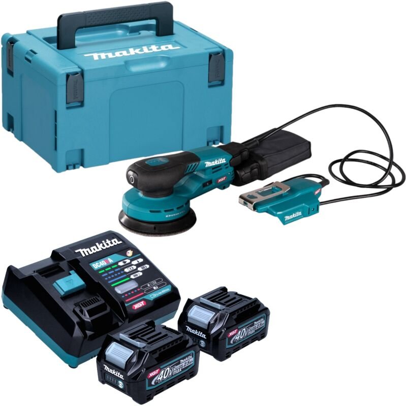 Makita BO 003 CGD201 Akku Exzenterschleifer 40 V max. 125 mm 3,0 mm Hub Brushless + 2x Akku 2,5 Ah + Ladegerät + Makpac