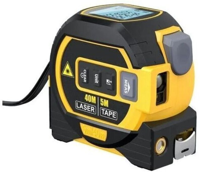 Misuratore laser digitale 3 in 1 con linea a croce, telemetro laser digitale da 40 m, metro a nastro da 4,9 m con retroi...