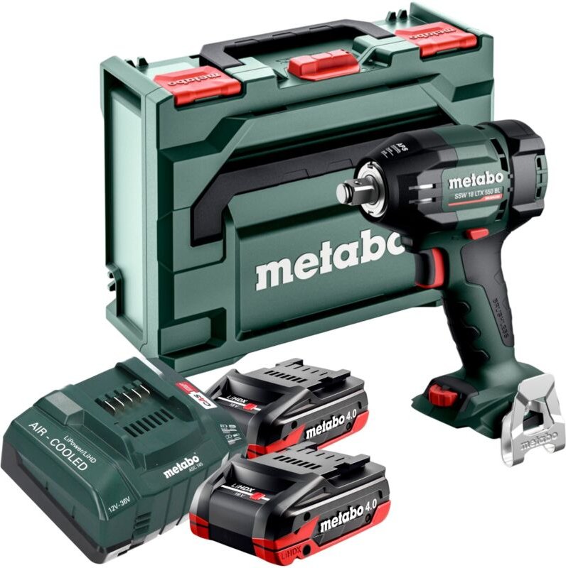 Metabo SSW 18 LTX 550 BL Akku Schlagschrauber 18 V 550 Nm Brushless + 2x LiHDX Akku 4,0 Ah + Ladegerät + metaBOX