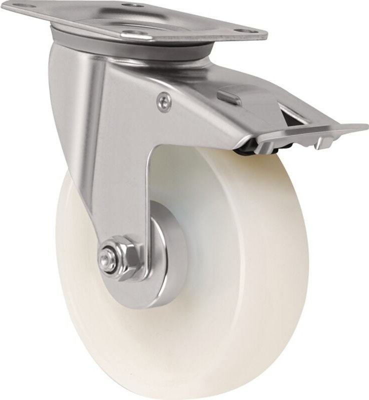 Lenkrolle mit Totalfeststeller Rad-Ø 125 mm Tragfähigkeit 250 kg mit Totalfeststeller Polyamid 105x80mm