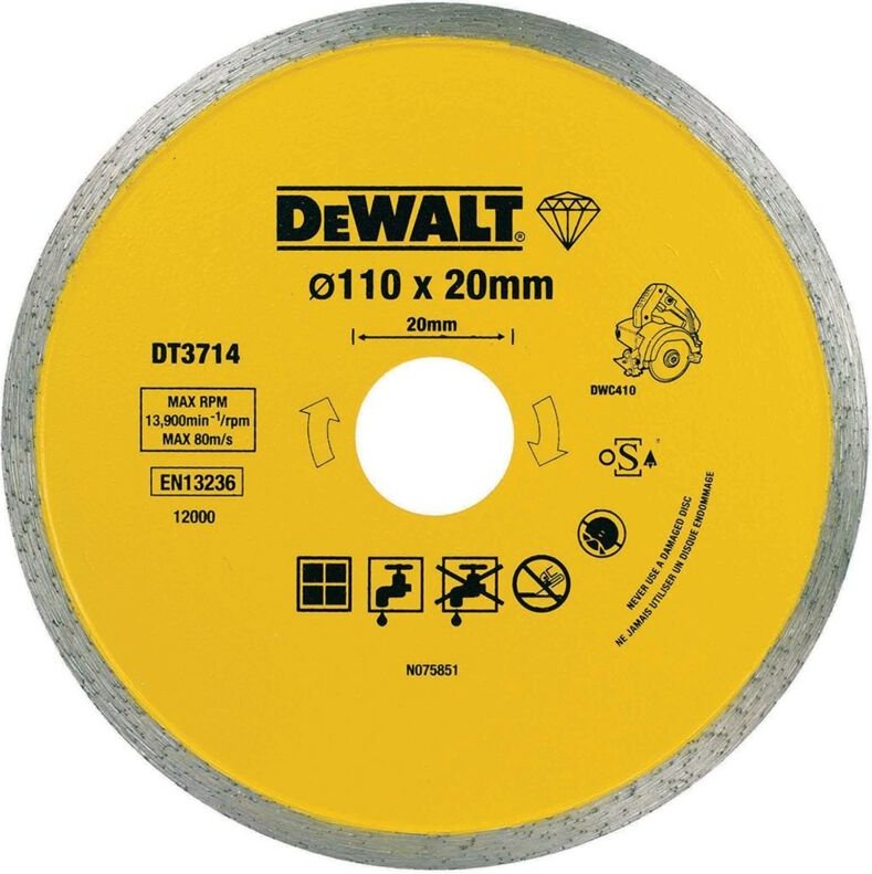 Zubehör - Diamanttrennscheibe Fliesen 110x20 mm DT3714 - Dewalt
