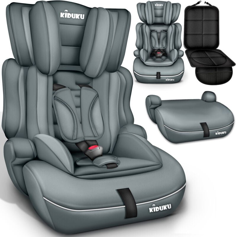 Autokindersitz Kinderautositz Autositz Kindersitz 9-36kg Gruppe 1+2+3 Grau - Kiduku