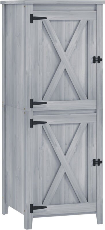 Gartenschrank aus Holz, wetterfester Geräteschuppen, 60 × 60 × 160 cm, Gerätehaus mit Doppeltür und Ablagen, abschließba...