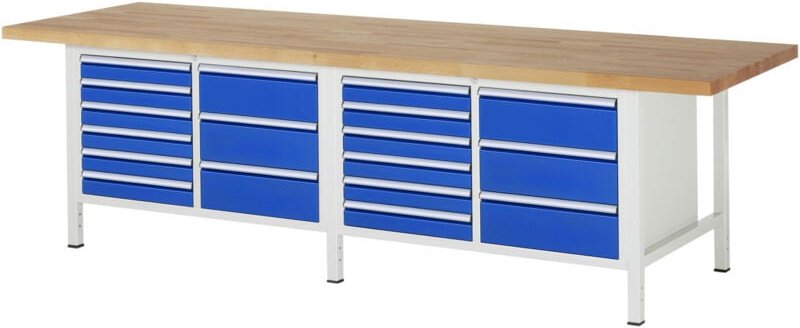 Werkbank höhenverstellbar 8479A2, B3000xT900xH840-1040mm, 16x Schublade-TA - RAU