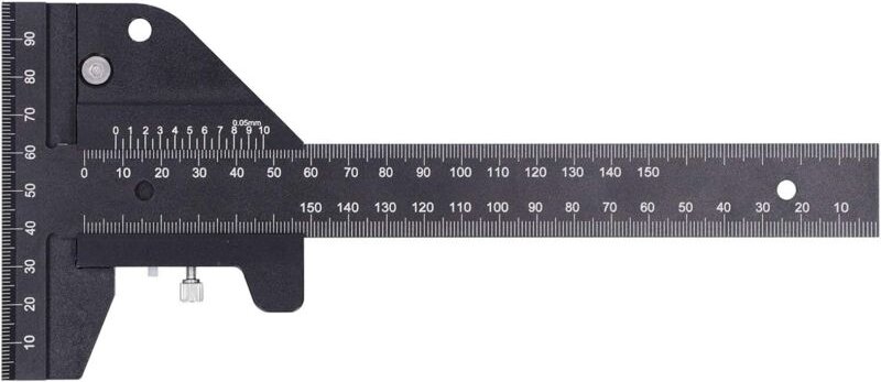 Lineal, T-Lineal aus Aluminiumlegierung, Messwerkzeug für Holzbearbeitung, 0–150 mm, 0,05 mm, 210 mm
