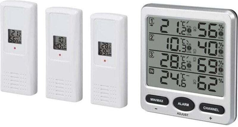Drahtloses Thermo-Hygrometer für den Innen- und Außenbereich mit 433-MHz-Digital-LCD-Anzeige, 8 Kanälen, XU, mit drei Fe...