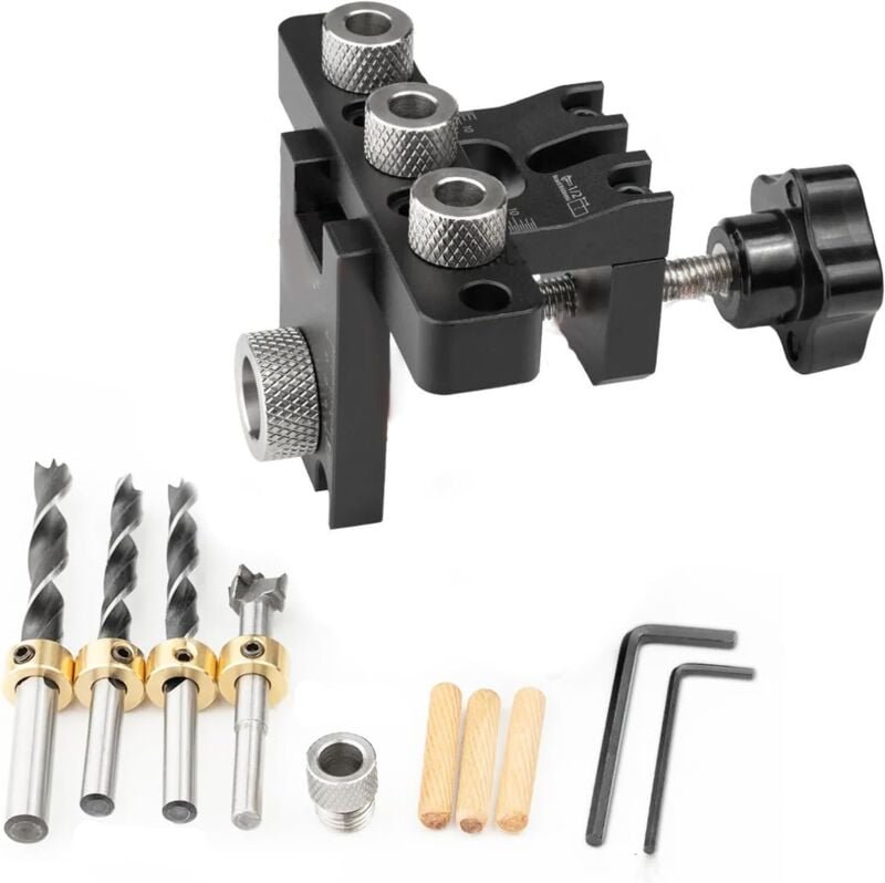 Dübelklemme mit geradem Loch, verstellbares, selbstzentrierendes Mehrzweck-Dübelset – 3-in-1-Dübelklemmenset zum Bohren ...