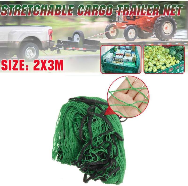 2X3Meter Schwer Lastung Dehnbar Cargo Trailer Netz GepäCk Hinten Kofferraum Lagerung Organizer GepäCk Netz Halter Auto Z...