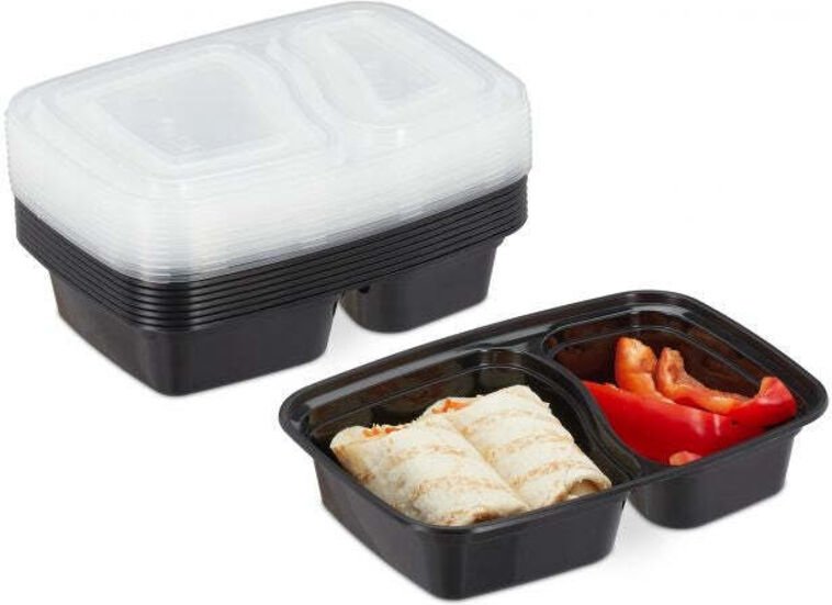Set of 10 mealprep boxes 2 compartments