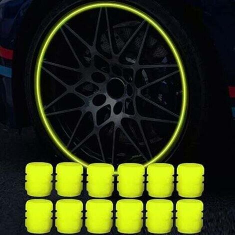 12 Stück Fluoreszierende Reifenventilkappen für Autos, Universelle leuchtende Reifenventilkappen, Staubschutzkappe für A...
