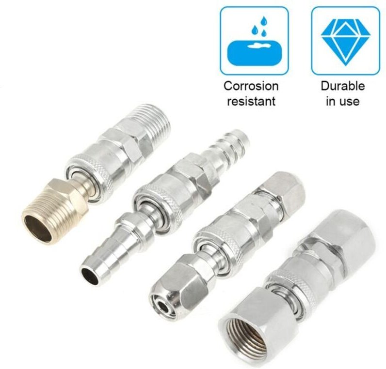 Vtizikl Connecteurs de Tuyau de Compresseur D'air, 8 Pièces 1/2" BSP Filetage Mâle Raccords Rapides Ensemble avec 8 X 12...