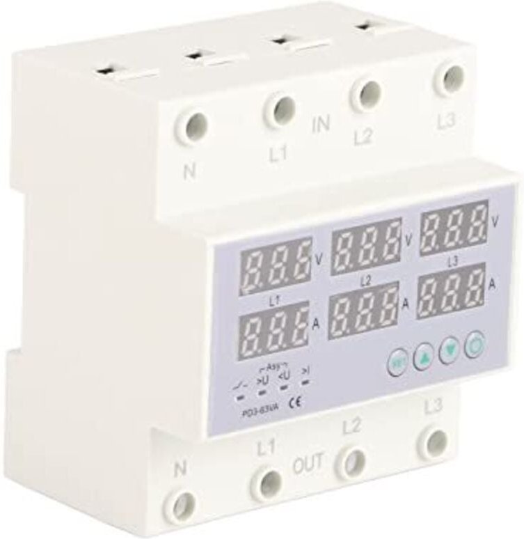 Thumbnail - Dreiphasiges DIN-Schienen-Amperemeter, Voltmeter, Wechselstrom 390 bis 500 V, schnell reagierendes Stromschutzgerät, aut...
