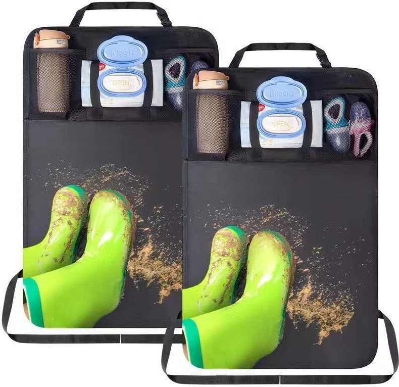 Auto-Organizer, Autositzschoner, Rückenlehnenschutzmatten, wasserdicht, mit mehreren Aufbewahrungstaschen (2 Stück)