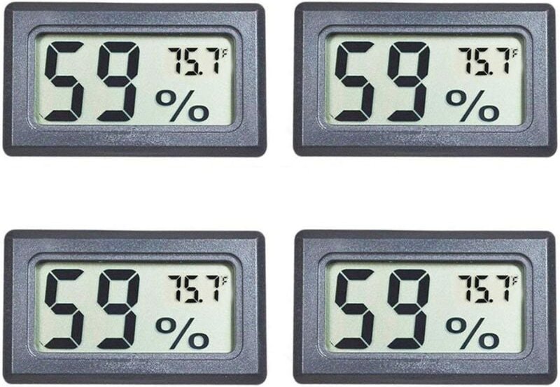 4er-Pack Mini-Digital-Temperatur-Feuchtigkeitsmessgeräte, Innenthermometer, Hygrometer, LCD-Anzeige Fahrenheit (℉) für R...