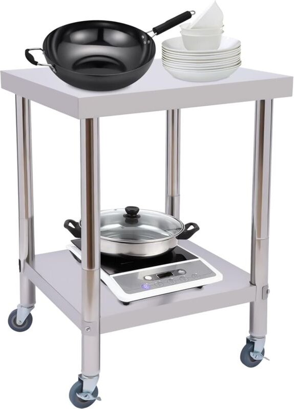 Arbeitstisch aus Edelstahl 60 x 60 x 85 cm Tisch mit einer Tragkraft von bis zu 300 kg Professioneller Küchentisch Gastr...