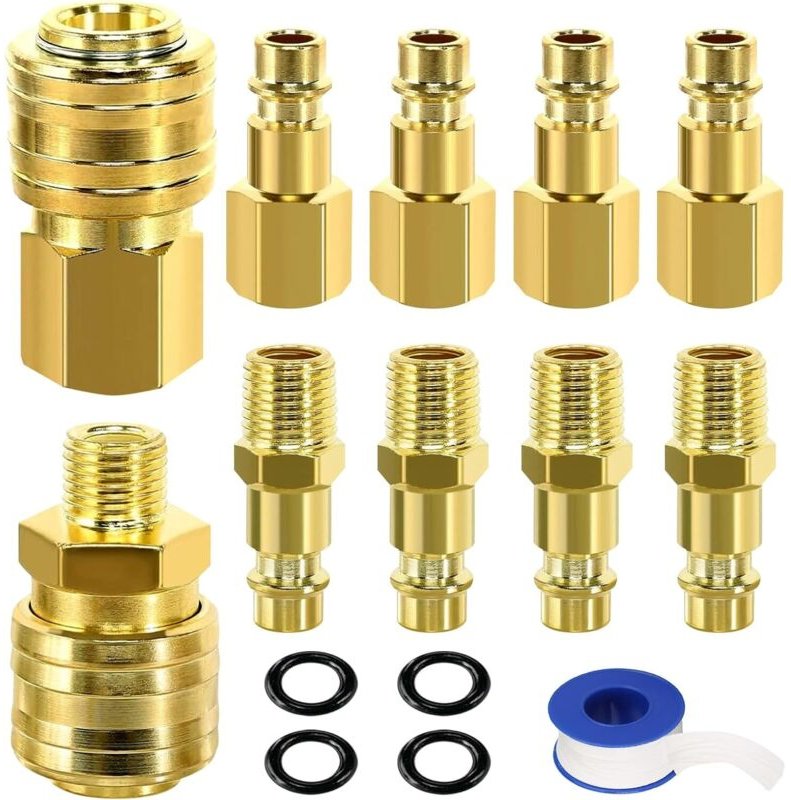 Packung mit 19 Euro 1/4"-Druckluftanschlüssen – 1/4"-BSP-Schnellkupplung – Schnellkupplung mit Gewinde für Luftschlauch,...