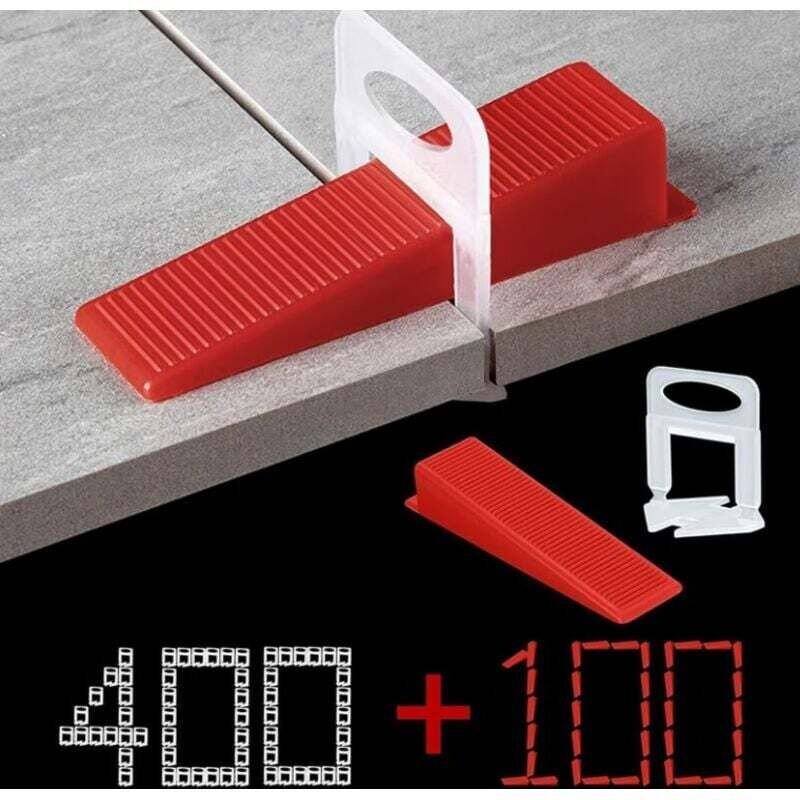 Fliesenverlegesystem für Fliesen mit 1,5 mm Fugenbreite, 400 Laschen, 100 wiederverwendbare Keile, geeignet für Fliesen ...