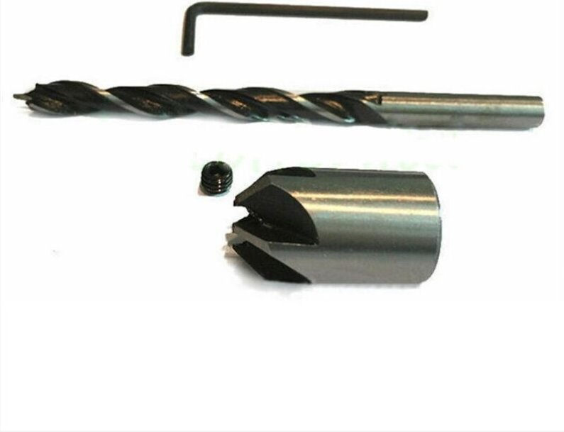 7-teiliges HSS-5-Fräser-Bohrer-Holzfasen-Set (3–10 mm) mit Schraubenschlüssel