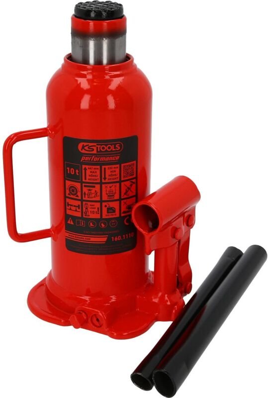 Ks Tools performance Hydraulischer Flaschenwagenheber, 10000 kg, Hubhöhe: 222-447 mm