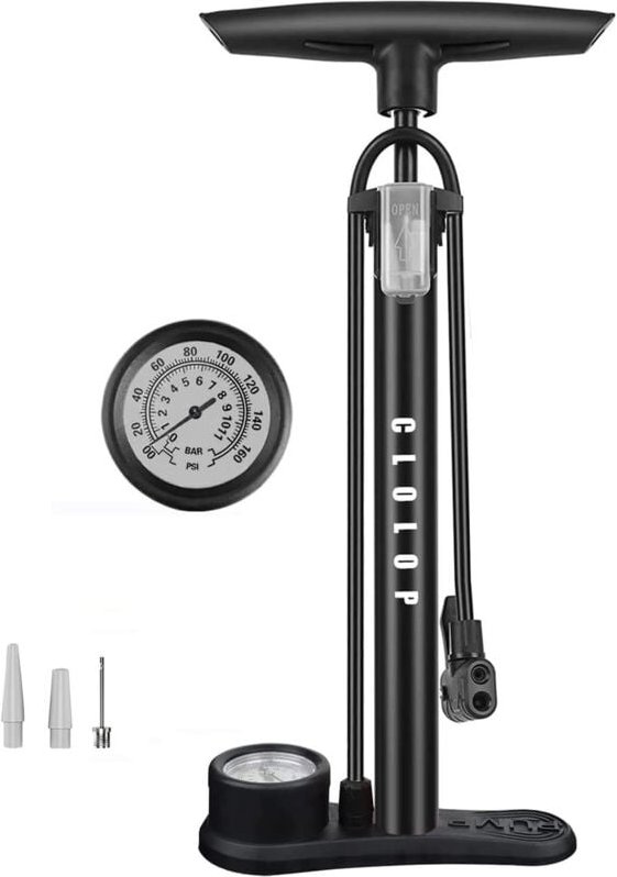 Fahrradpumpe Fahrrad Fußpumpe Ballpumpe mit Presta- und Schrader-Ventilen für Fahrradreifen Sportbälle Schwimmringe usw.