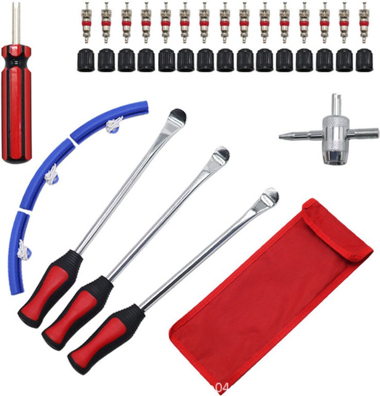 3-teiliges Profi-Reifenheber-Set – Stahlhebel und -löffel für Motorrad/Auto/Fahrrad, mit Felgenschutz, Schnellreparaturw...