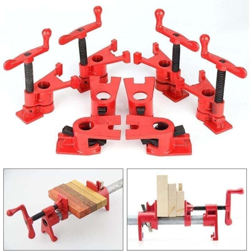 Serre joint 4 pièces 3/4" Serre-Joint en Tube Collier de Serrage Dispositif de Serrage Rapide à Bois Vertical à Manivell...