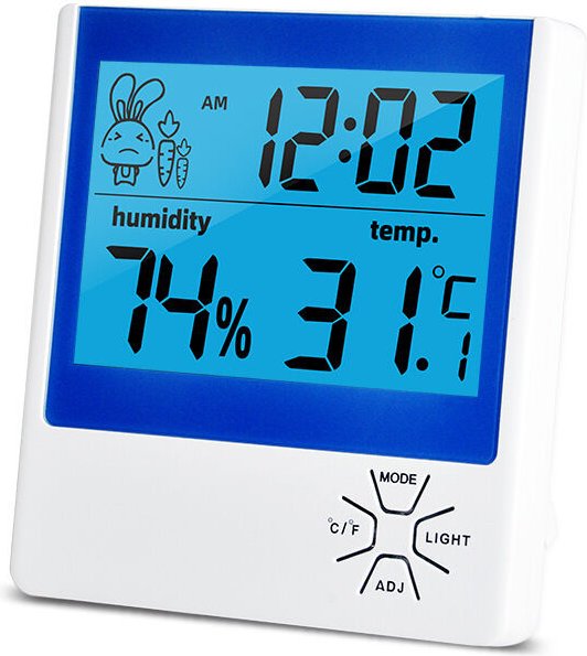 LCD-Thermometer und Hygrometer mit Hintergrundbeleuchtung, digitale Wetterstation für den Innen- und Außenbereich mit Uh...