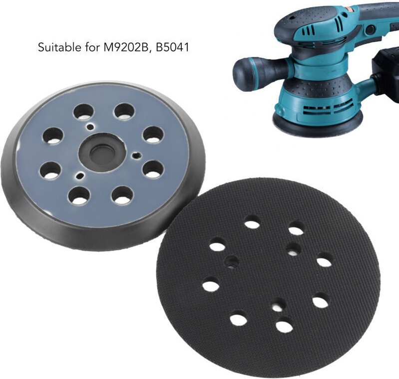 2 Stück 125-mm-Ersatz-Exzenterschleifteller mit 8 Löchern, Klett-Schleifteller für Makita BO M9202B BO5041 MT922