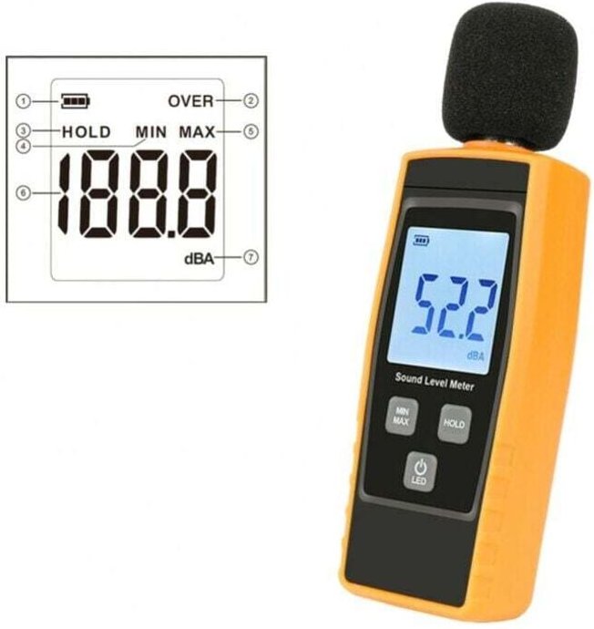 Compteur De Bruit Numérique Portable SPL Décibel Mètre 30-130 dB(A) Mesure Volume Son Testeur